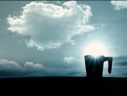 Coffee cup with cloud time lapse in blue tone Stock Footage