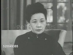 1949: MADAME CHIANG: ** MS Headline, 'China Reds Get Britain's OK.' MS First Lady of Republic of China Soong May-ling (Mei-ling) speaking about shame in supporting Communism (SOT), '...that which is morally wrong can never be politically rights.' Instructional Video