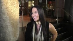 Heart Hays talks about Native American music at Katsuya Restaurant in Hollywood Stock Footage