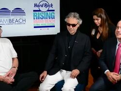 Andrea Bocelli & Barry Gibb press conference announcement Stock Footage