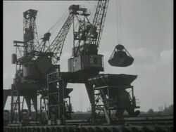 Machinery at the coal mine pit head, UK  1939 Stock Footage