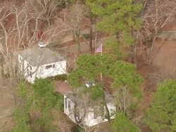 WS AERIAL View of Flag waving in front of House / Georgia, United States Stock Footage