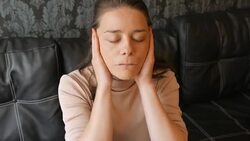 Cute girl applying make up Stock Footage