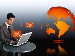 Business man sending email Stock Footage