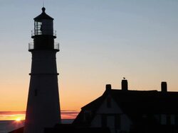 Maine: Sunrise at Portland Head Lighthouse Stock Footage
