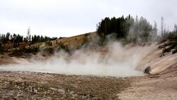 Yellowstone Sulfur and Steam Pond Stock Footage