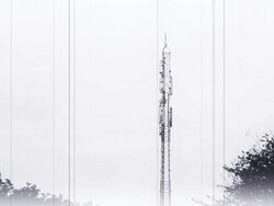 Broadcasting antenna tower old movie Stock Footage