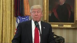 Trump leaves Oval Office before signing orders News Clip