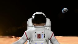 Astronaut On The Mars Surface Stock Footage