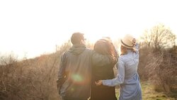 Friends making selfie,rear view Stock Footage