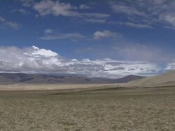 Pan Right Wide Mountains Taklakot Tibet China Stock Footage