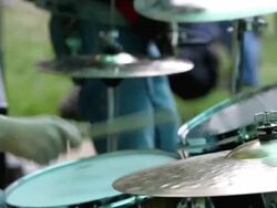 Close-up of man playing drums in musical band Stock Footage