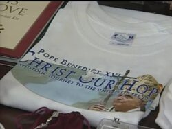 As the Pope visits America, vendors are selling products that reflect the Pope's likeness on everything from keychains to hats. News Clip