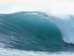 Huge 20 foot wave breaking in Indonesia, slow motion Stock Footage