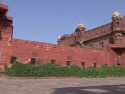 Pan Left Shot Entrance of Pokharan Fort Jaisalmer Rajasthan India Stock Footage