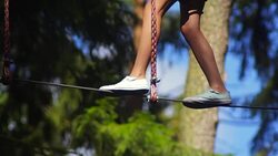 Walking on the line Stock Footage