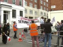 Protest outside the Egyptian Embassy in London News Clip