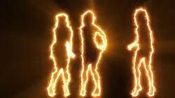 Three sexy girls dancing in orange outline Stock Footage