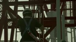A technician climbs a radar tower. Stock Footage