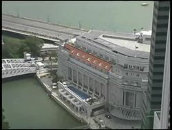 Singapore City: Old Colonial Post Office and Bridges from Above Stock Footage