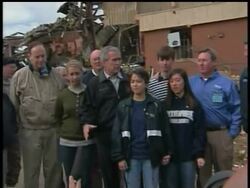 President Bush got a first hand look at the high school in Enterprise, Ala. where eight students died when a tornado roared through. News Clip