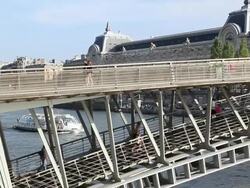 River Seine next to musee d'Orsay, Paris, France Stock Footage