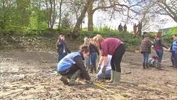 Campaigners and volunteers collecting and counting wet wipes and plastic litter along the River Thames News Clip