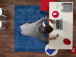MS, Lockdown, businessman working at his desk in his home office, overhead view Stock Footage