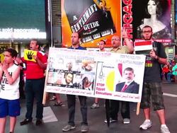 Protesting death sentence of M. Morsi, Times Square, New York City Stock Footage