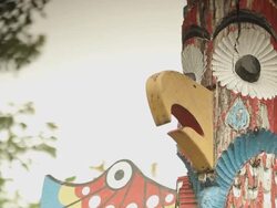 Totem carved from wood  Stock Footage
