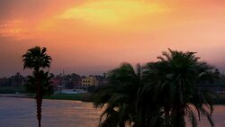 Nile River  at sunset near Luxor Egypt Stock Footage