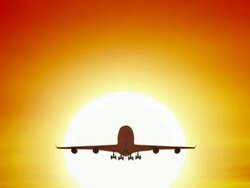 Airplane Flying Up Against The Sunset Stock Footage