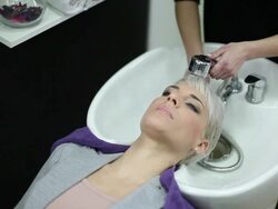 Washing hair Stock Footage