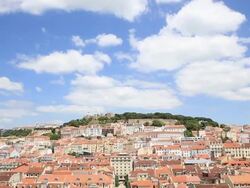 HD Tilt: Lisbon aerial view Portugal Stock Footage