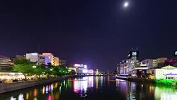 Naka River, Fukuoka at Night - Time Lapse Stock Footage