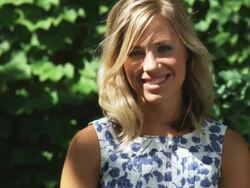 SLO MO ZI CU Portrait of happy young woman in summer garden, Lehi, Utah, USA Stock Footage