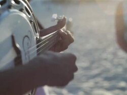 CU Men play banjos and sing on Ipanema beach / Rio de Janeiro, Brazil Stock Footage