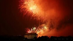 Fourth Of July Celebrated With Fireworks Over Washington, D.C. Stock Footage