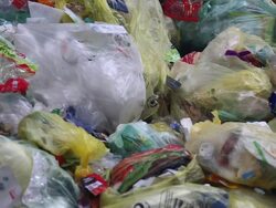 Piles of Plastic Waste PAN Stock Footage