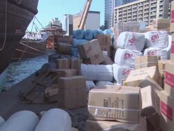 ZO Cargo sitting at the port / Dubai, United Arab Emirates Stock Footage