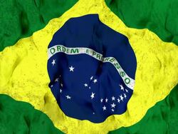 Waving Brasil Flag in Slow Motion. Stock Footage