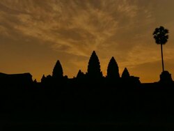 Angkor Wat Temple of Cambodia at Sunrise Silhouette Stock Footage