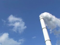 Industrial steam smokestack Stock Footage