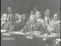 1950: UNITED NATIONS SECURITY COUNCIL: ** VS U.S. Ambassador Warren Austin addressing security council in session (SOT) about America's involvement in the Korean War, '... ensure Korea shall be free, unified, and independent of outside influence...' Instructional Video