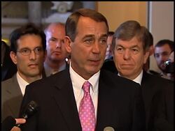 House Minority Leader John Boehner and Minority Whip Roy Blunt said Monday that a partisan speech delivered on the floor by House Speaker Nancy Pelosi was to blame for the failure to pass a bailout package. News Clip