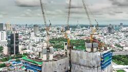 High Angle View of Construction Site in city,Time lapse Stock Footage