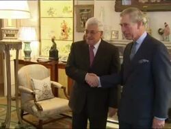 Prince Charles meets President Mahmoud Abbas of Palestine at Clarence House Stock Footage