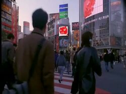 MS people on pedestrian crossing, Shibuya early evening, Tokyo, Japan Stock Footage