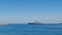 missile attack warship Stock Footage