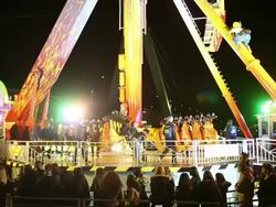 WS View of People entering amusement ride star shape at funfair / Cologne, Germany Stock Footage
